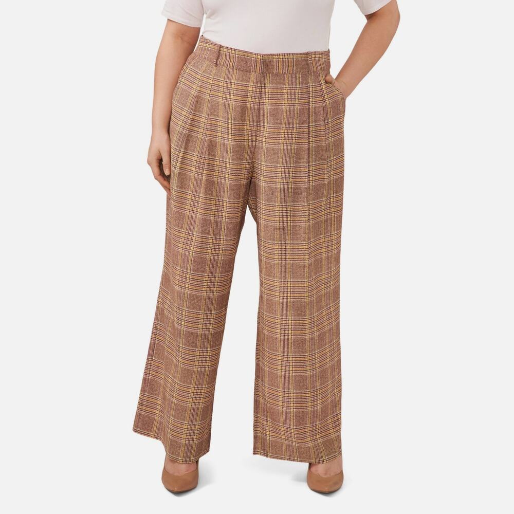 Vince Camuto Plaid Pleated Wide Leg Pants Trousers Academia Preppy Size 20W NWT